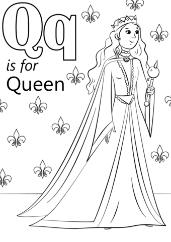 Letter Q Is For Queen Coloring Page